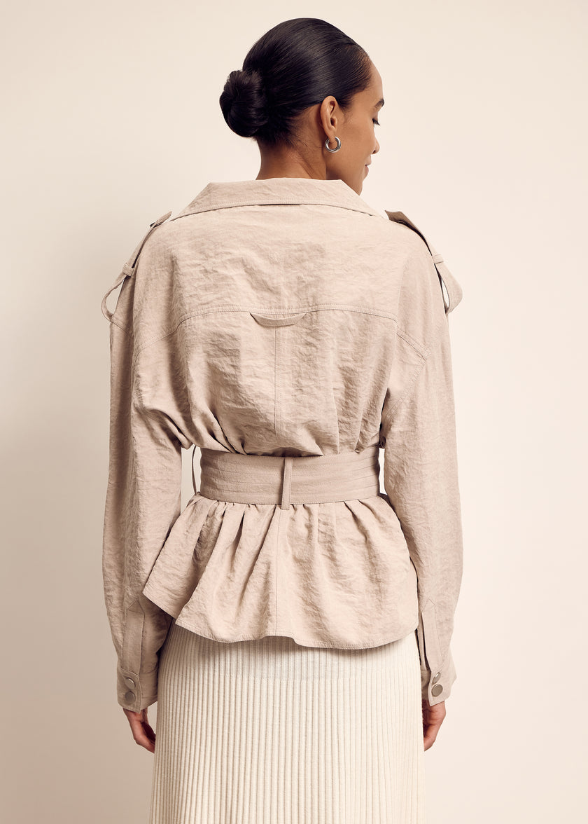 TEONA cropped trench coat, beige