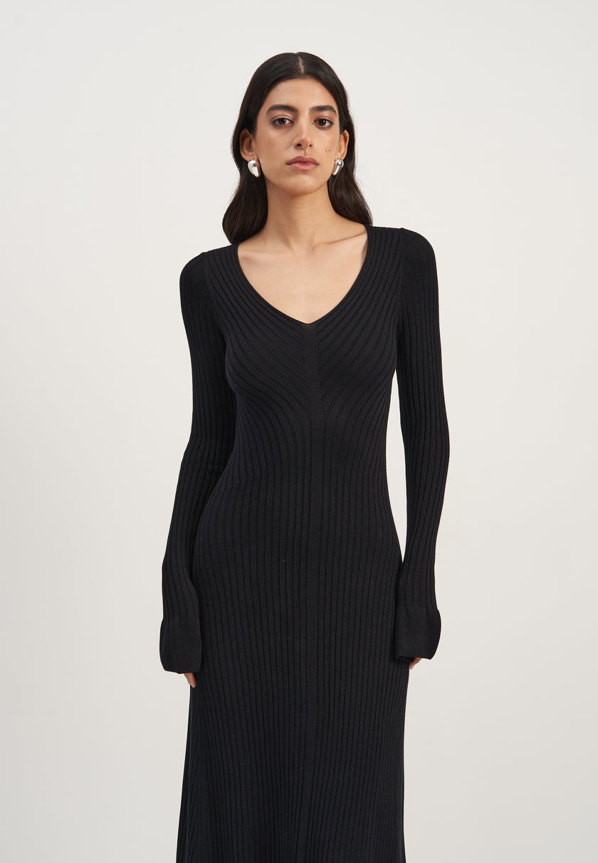 NORA long sleeve dress, black