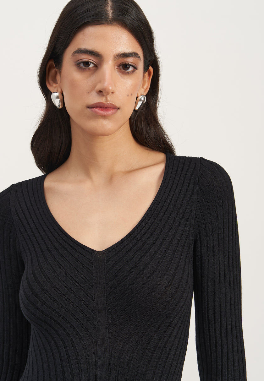 NORA long sleeve dress, black