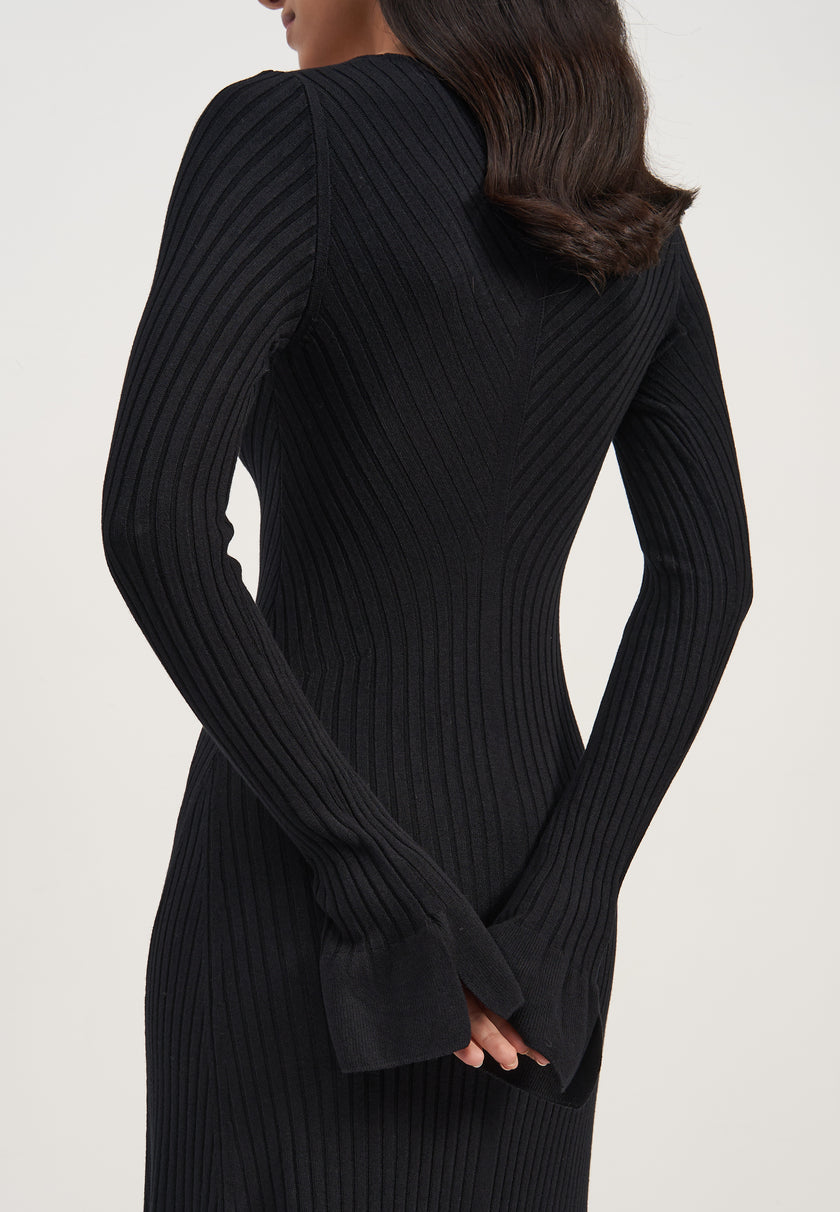 NORA long sleeve dress, black