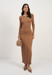 ERIKA dress with long sleeves, caramel