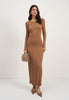 ERIKA dress with long sleeves, caramel