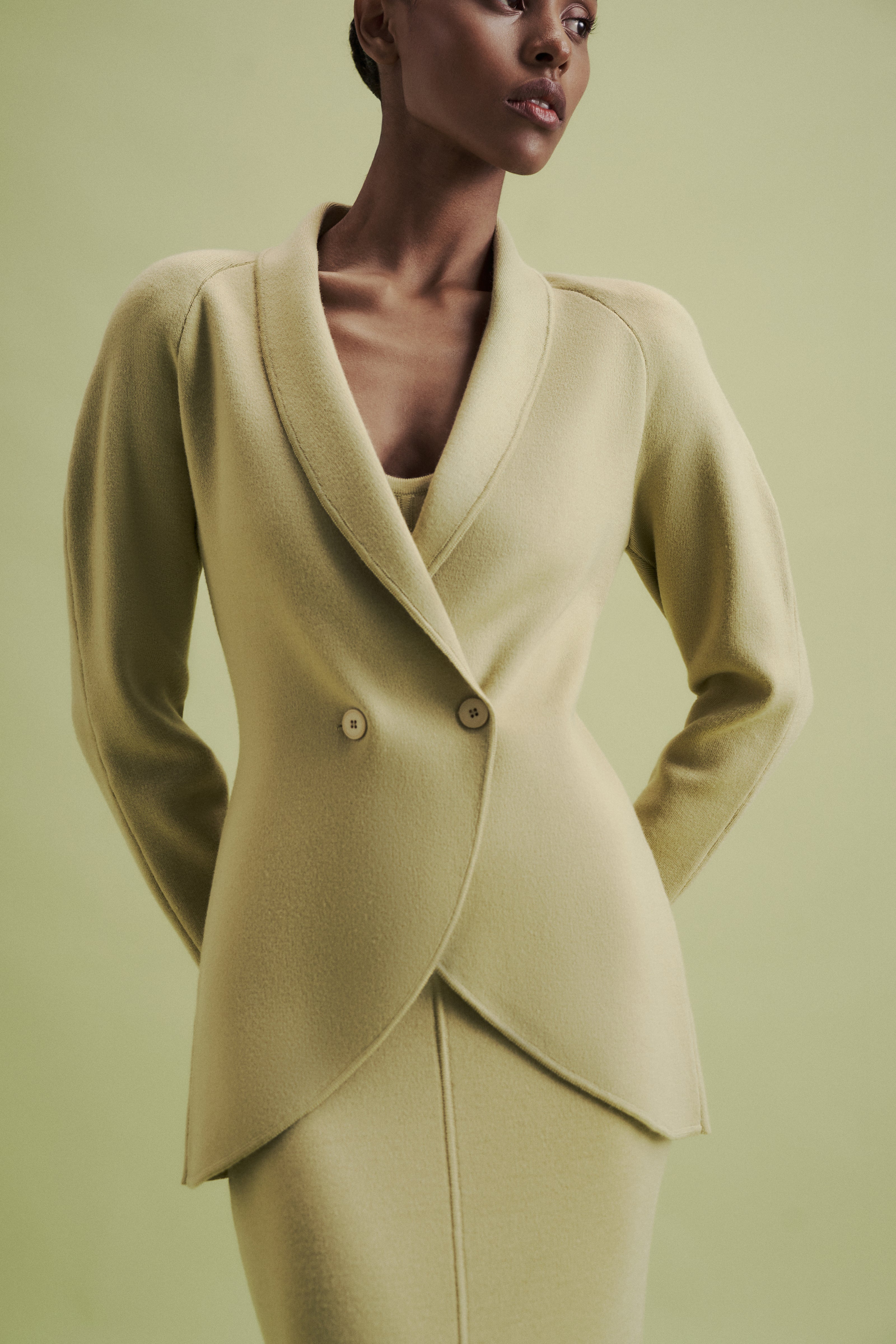 LEO double-breasted jacket, anise