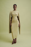 LEO asymmetric cape in merino wool, anise