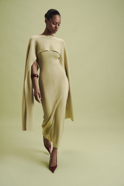 LEO dress in merino wool, anise