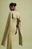 LEO asymmetric cape in merino wool, anise