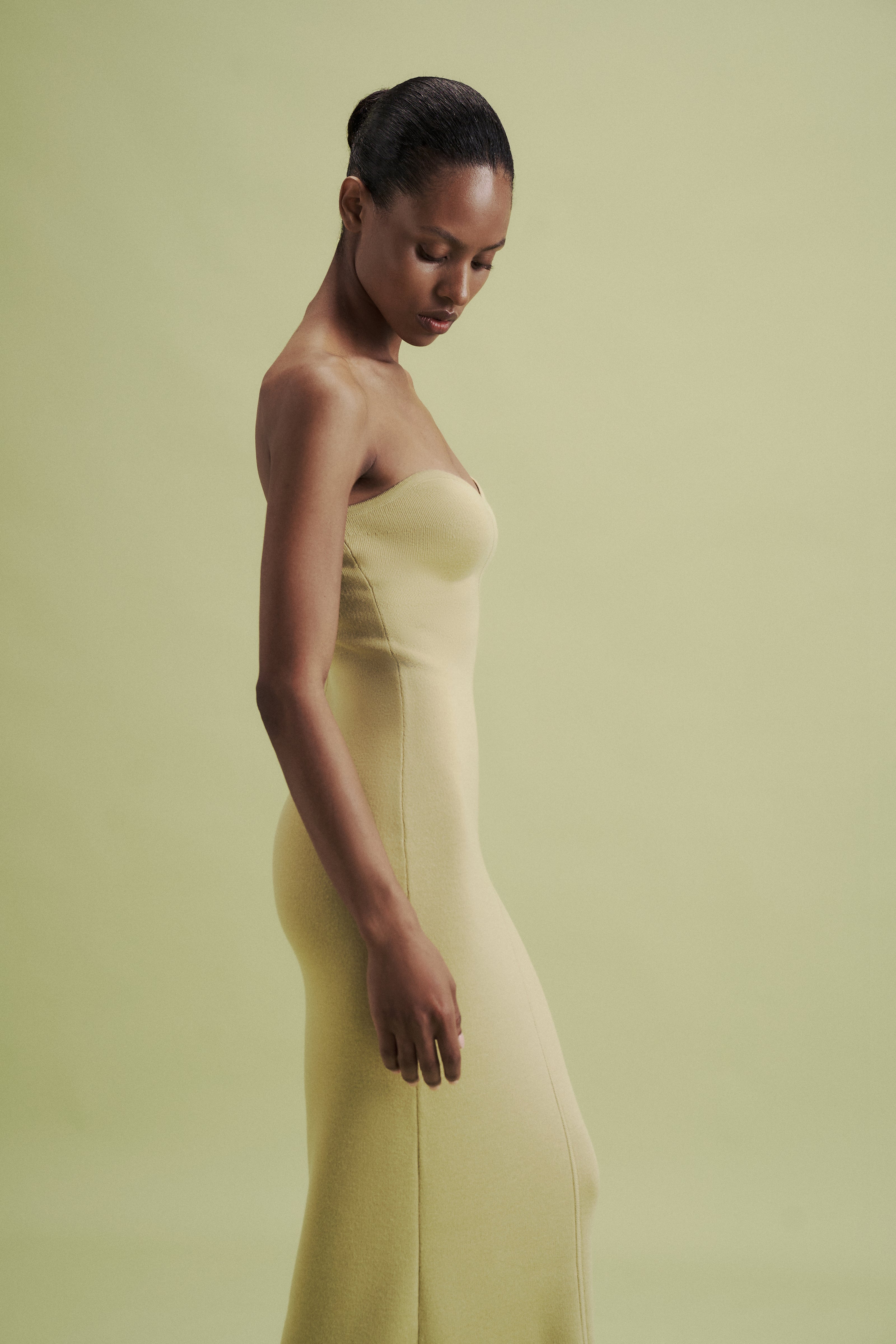 LEO dress in merino wool, anise