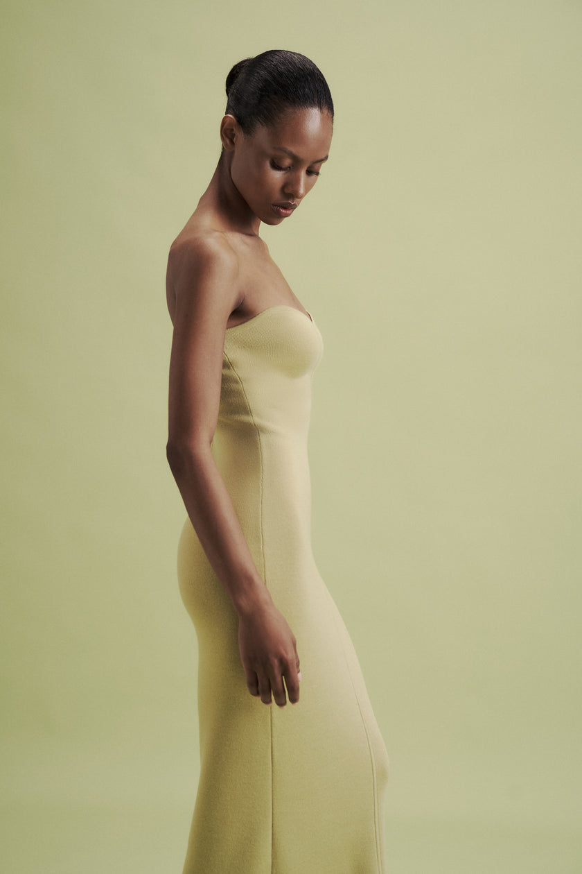 LEO dress in merino wool, anise