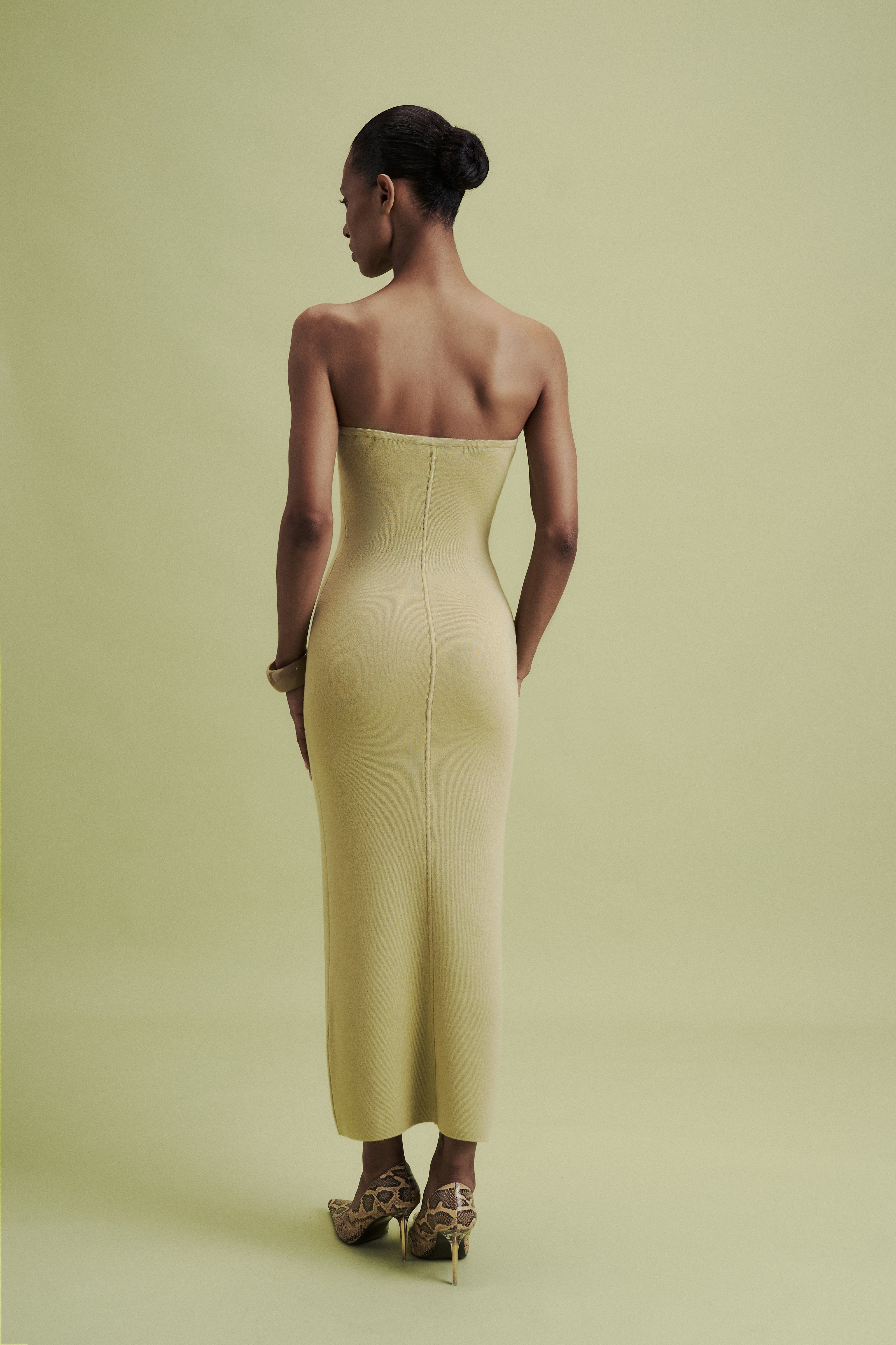 LEO dress in merino wool, anise