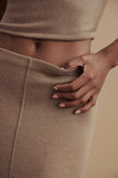 LEO fitted skirt in merino wool, beige