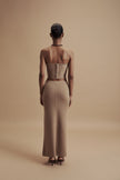 LEO fitted skirt in merino wool, beige