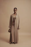 LEO fitted skirt in merino wool, beige