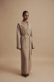 LEO belted coat-cardigan in merino wool, beige