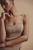 LEO knit corset top in merino wool, beige