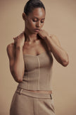LEO knit corset top in merino wool, beige