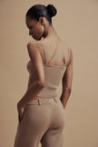 LEO knit corset top in merino wool, beige