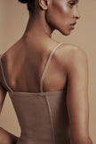 LEO knit corset top in merino wool, beige
