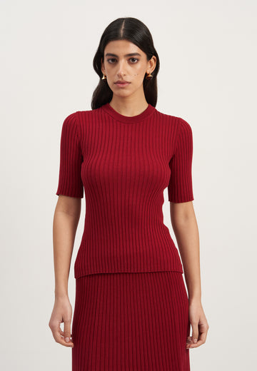 COLETTE jumper with contrast trim, marsala