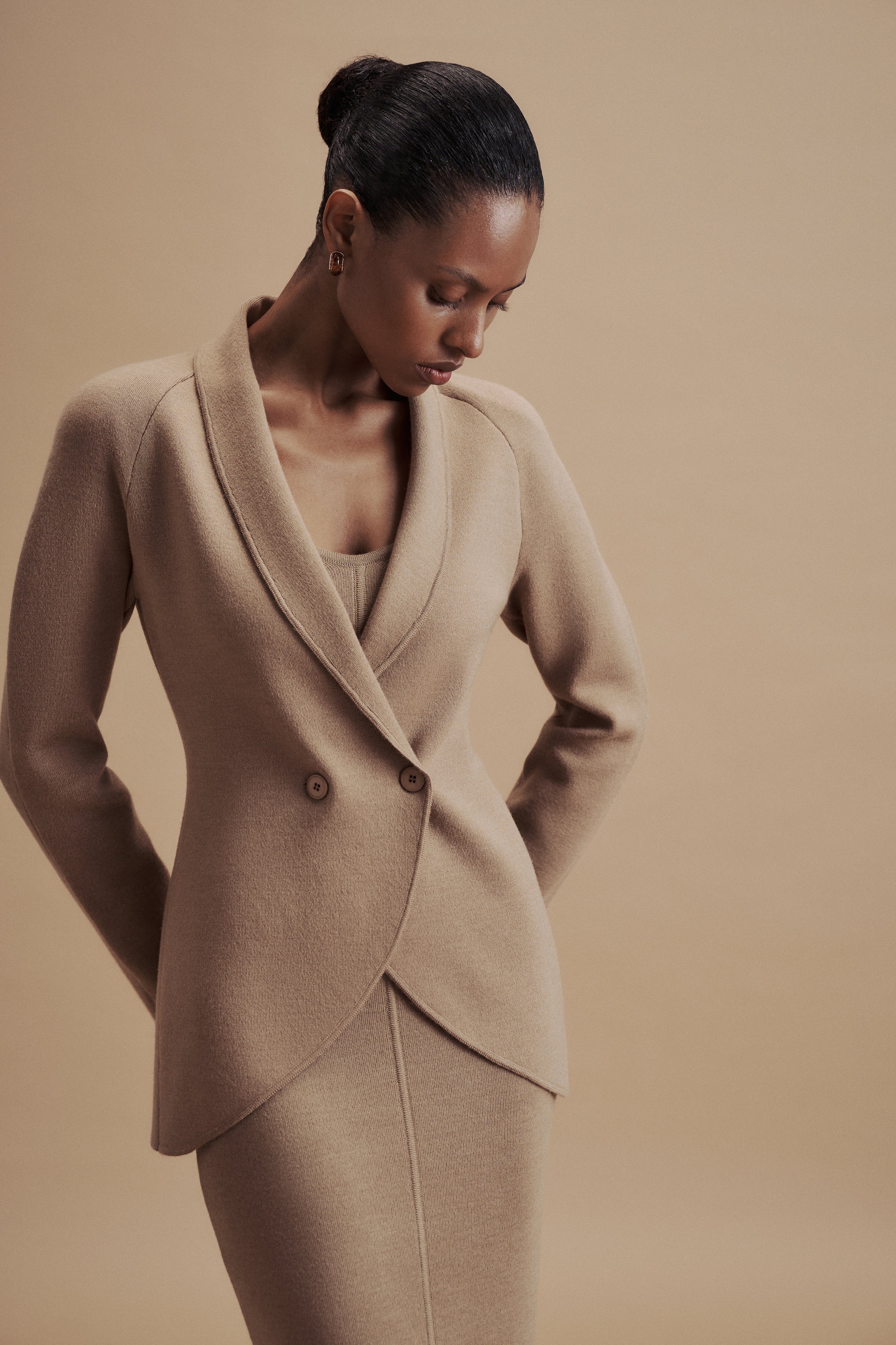 LEO double-breasted jacket, beige