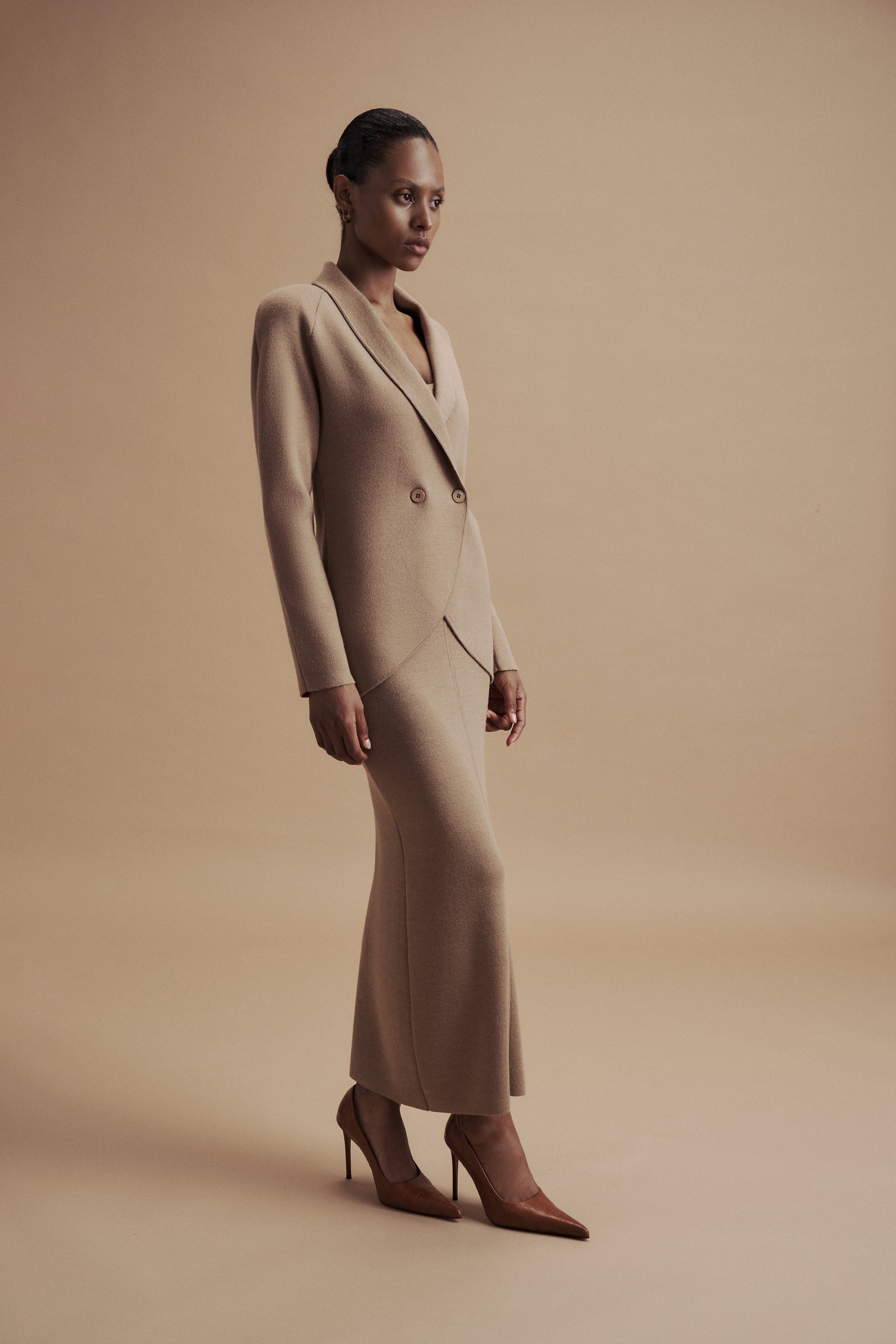 LEO double-breasted jacket, beige