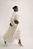 LEO belted coat-cardigan in merino wool, milk