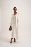 LEO belted coat-cardigan in merino wool, milk