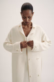 LEO belted coat-cardigan in merino wool, milk