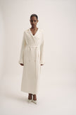 LEO belted coat-cardigan in merino wool, milk