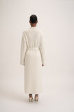 LEO belted coat-cardigan in merino wool, milk