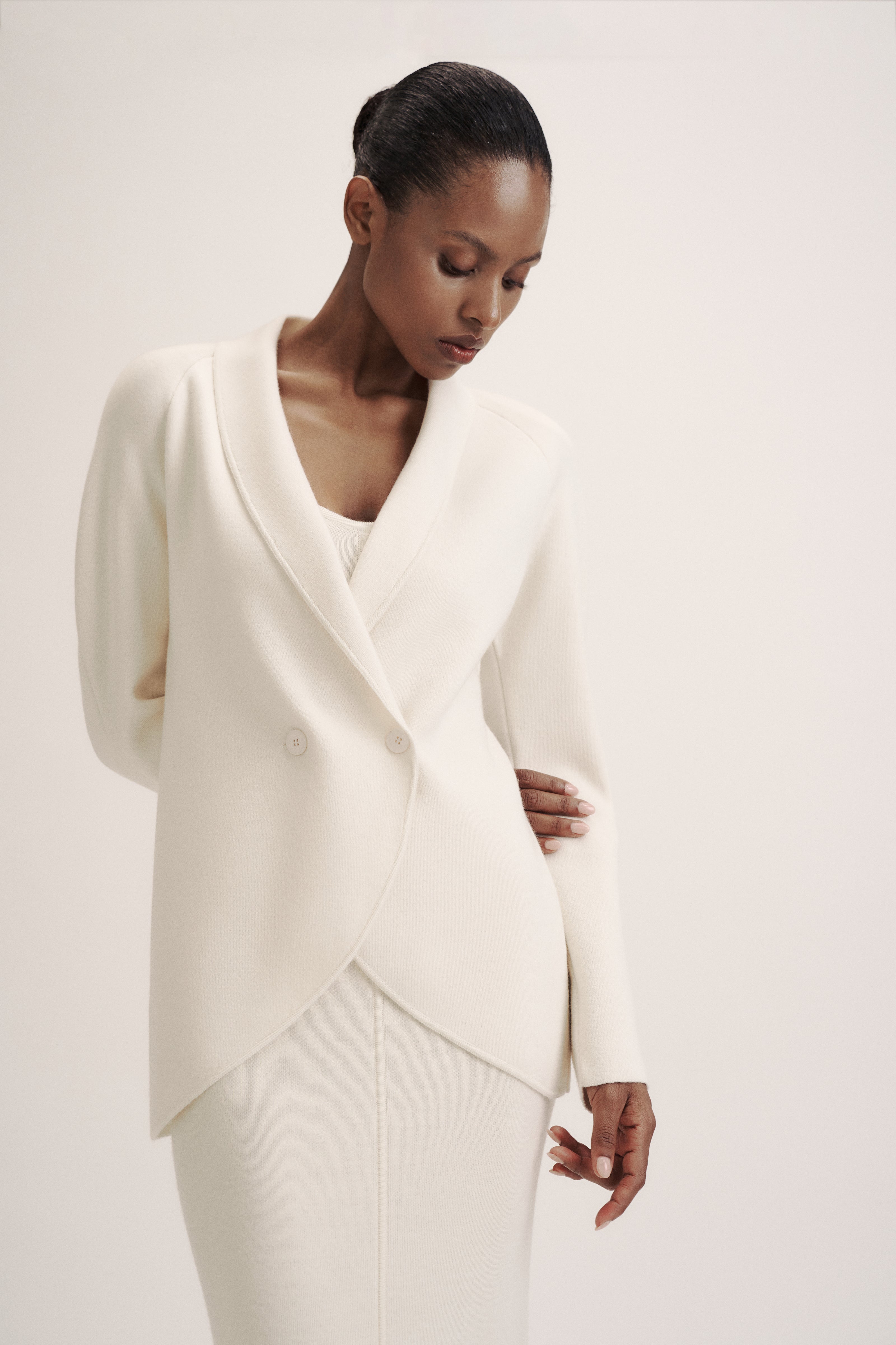 LEO double-breasted jacket, milk