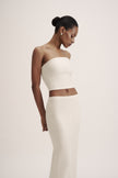 LEO fitted skirt in merino wool, milk