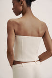 LEO knit corset top in merino wool, milk