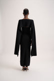LEO asymmetric cape in merino wool, black