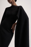 LEO asymmetric cape in merino wool, black