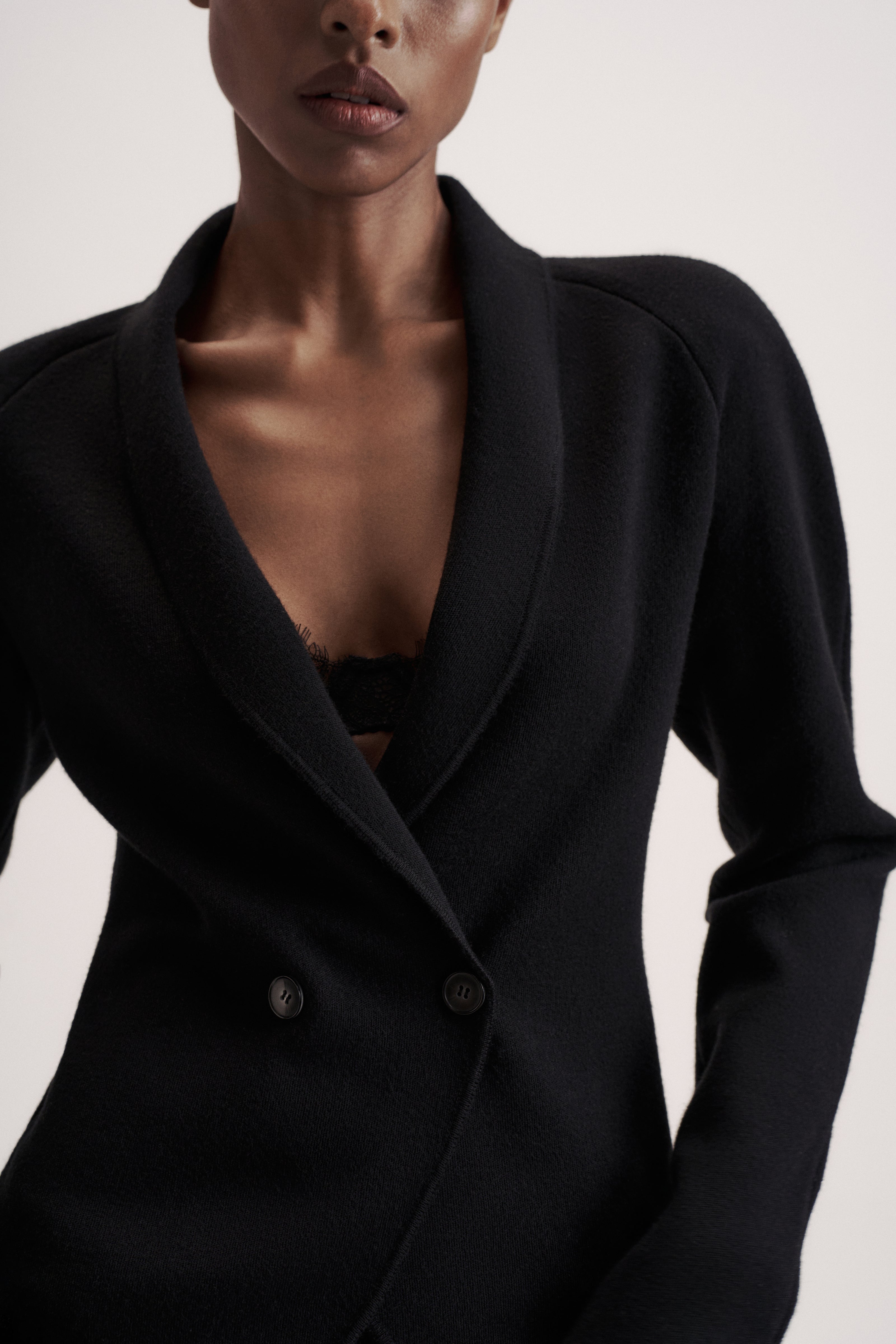 LEO double-breasted jacket, black