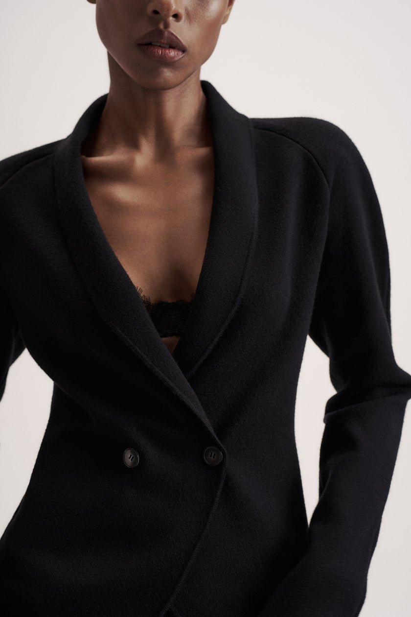 LEO double-breasted jacket, black