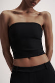 LEO corset style bandeau top in merino wool, black
