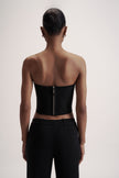 LEO corset style bandeau top in merino wool, black