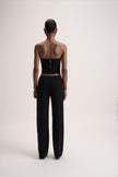 LEO straight leg classic cut merino wool pants, black