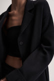 LEO belted coat-cardigan in merino wool, black