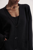 LEO merino wool cardigan with pockets, black