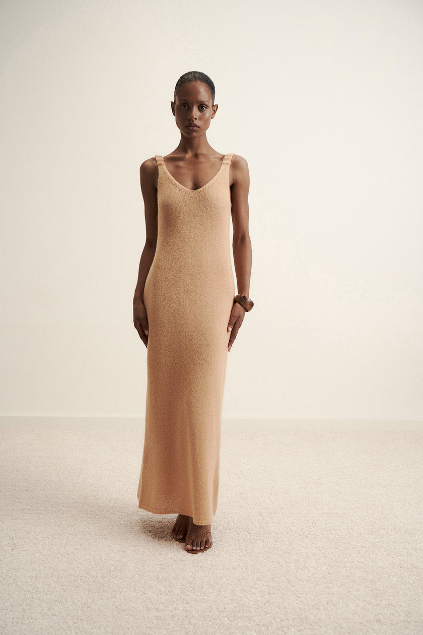 DIORA alpaca wool dress, peach