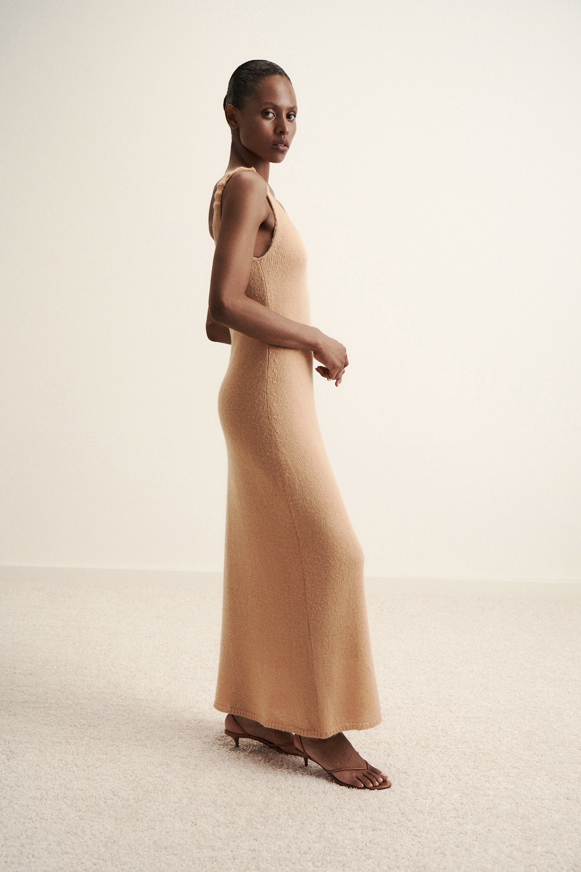 DIORA alpaca wool dress, peach