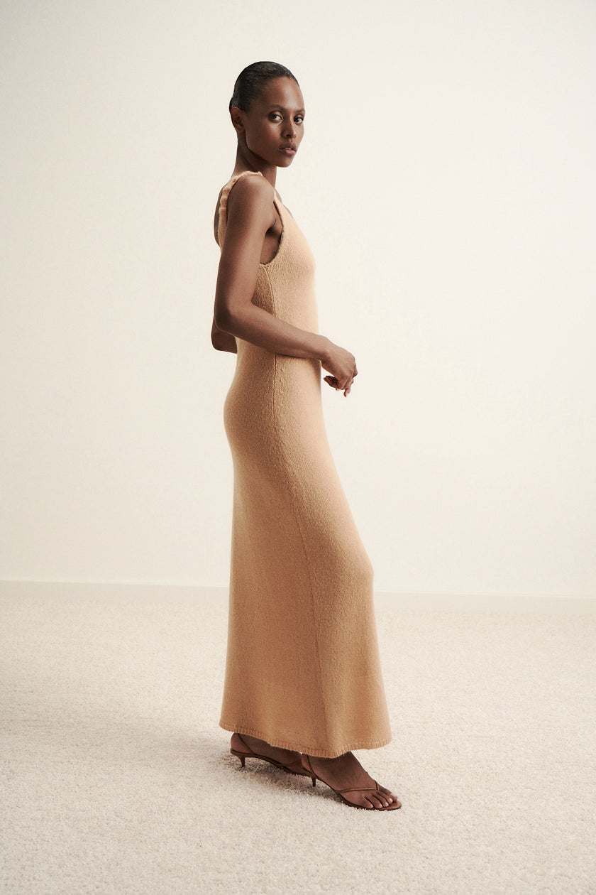 DIORA alpaca wool dress, peach