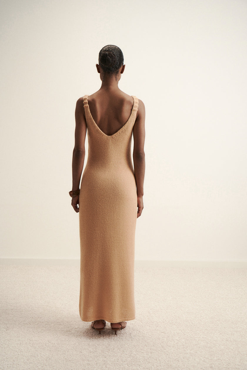 DIORA alpaca wool dress, peach