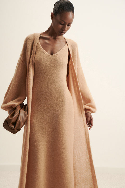DIORA alpaca wool dress, peach