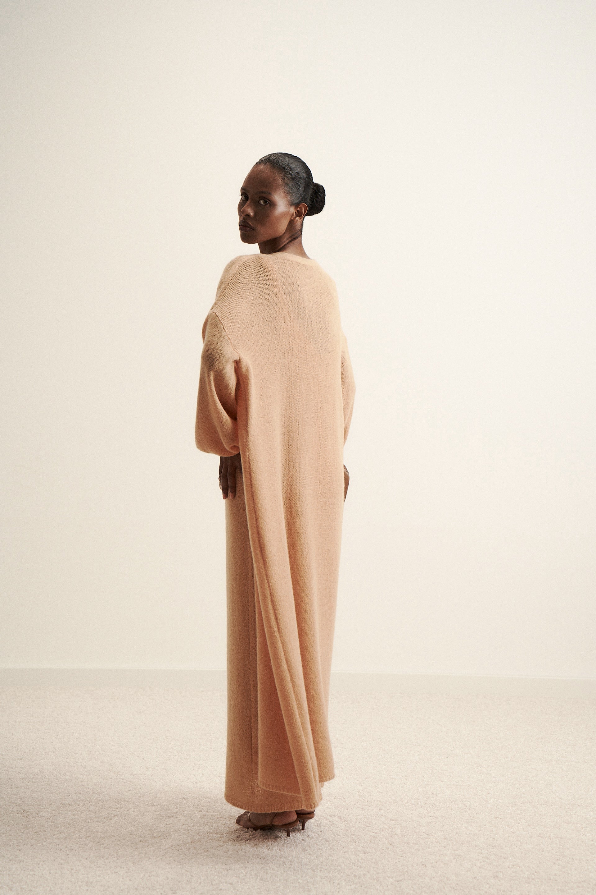 DIORA alpaca long cardigan, peach