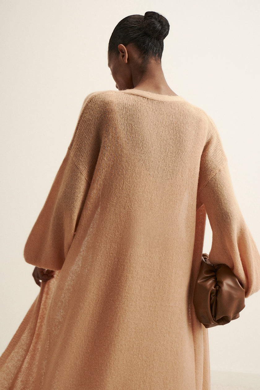 DIORA alpaca long cardigan, peach