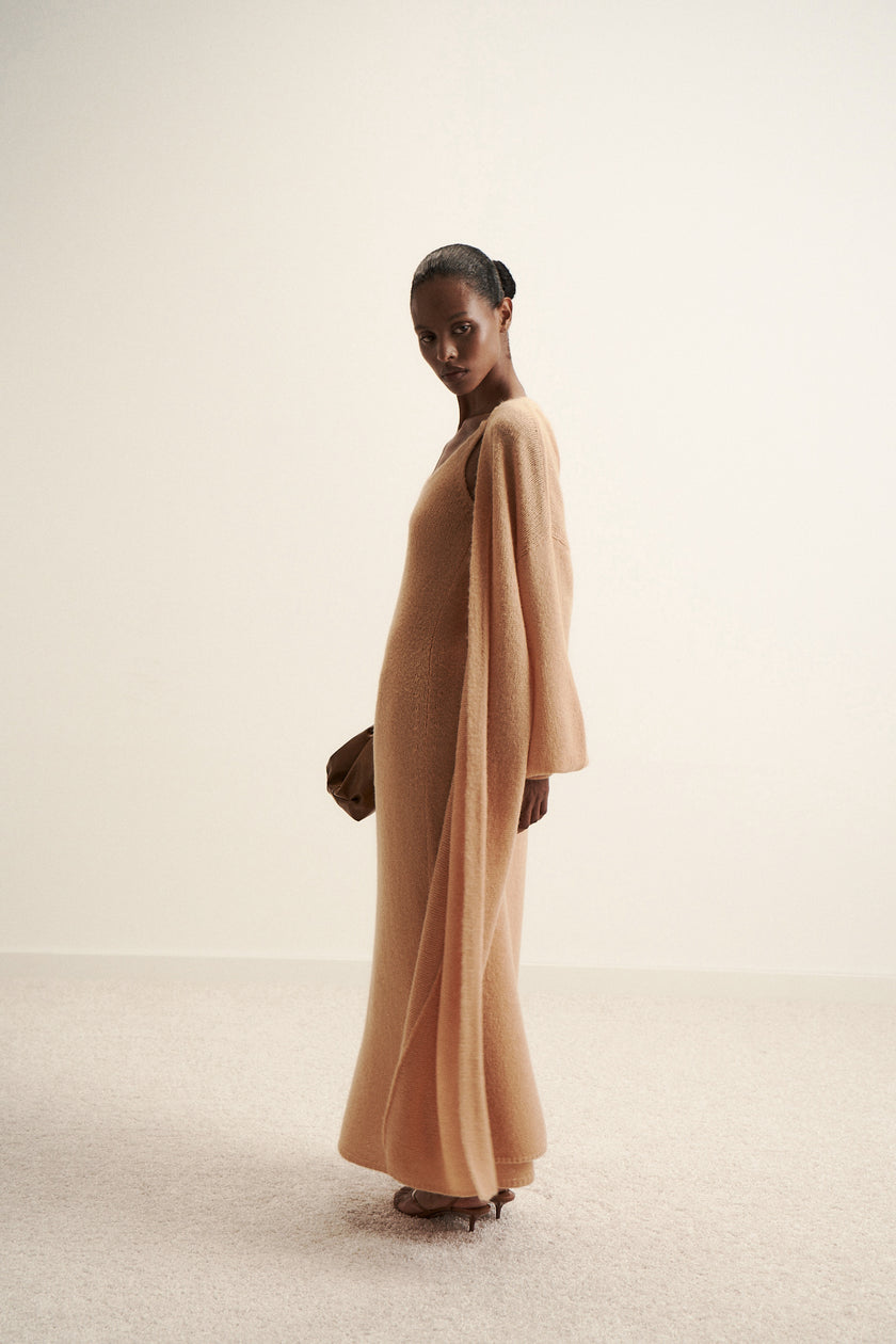 DIORA alpaca long cardigan, peach
