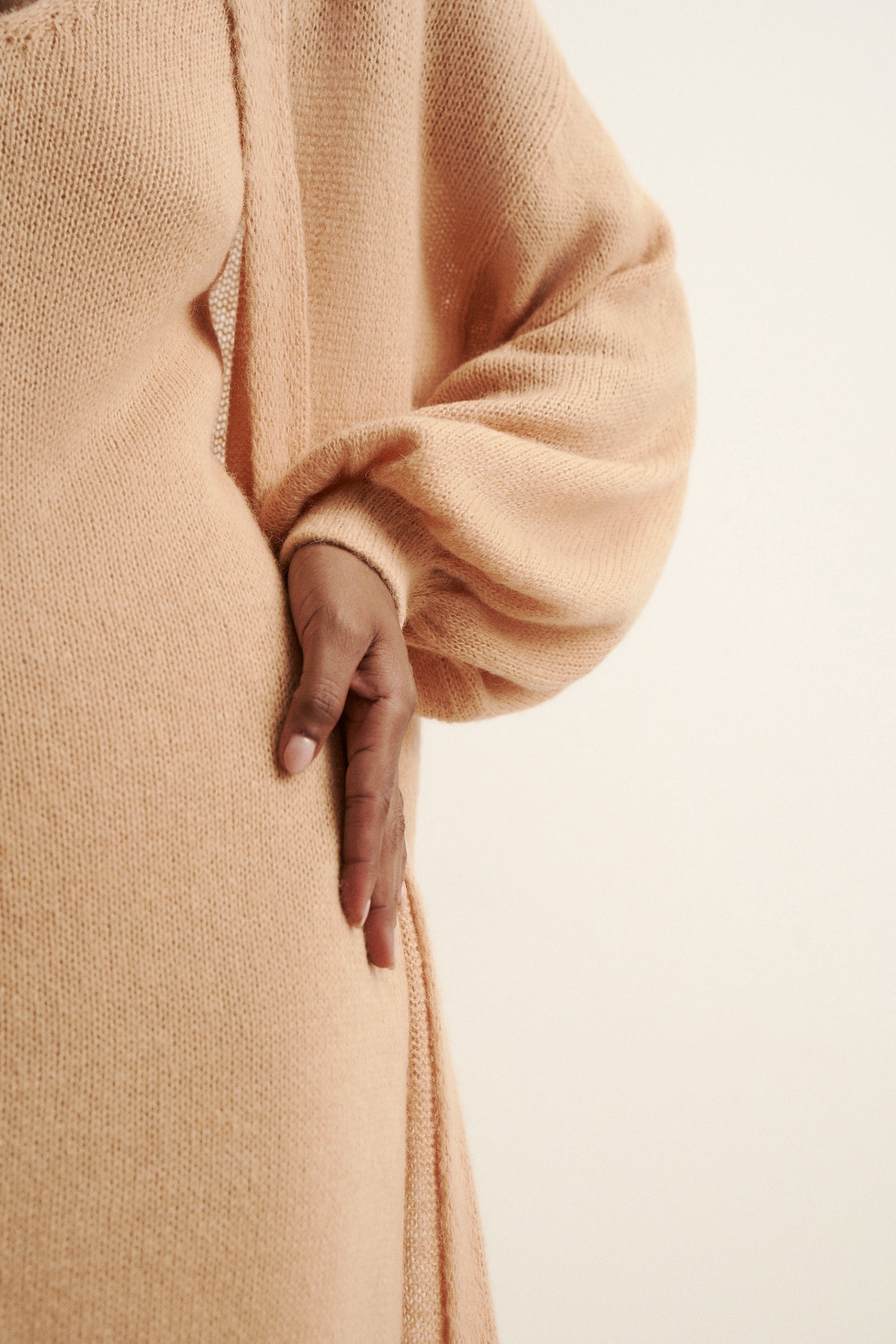 DIORA alpaca long cardigan, peach